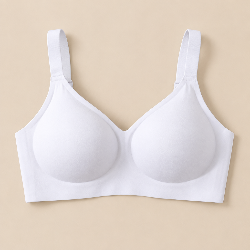 White bra front-view flat lay